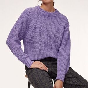 Aritzia Wilfred Essential Chenille Sweater Relaxed Fit Crewneck Purple Small